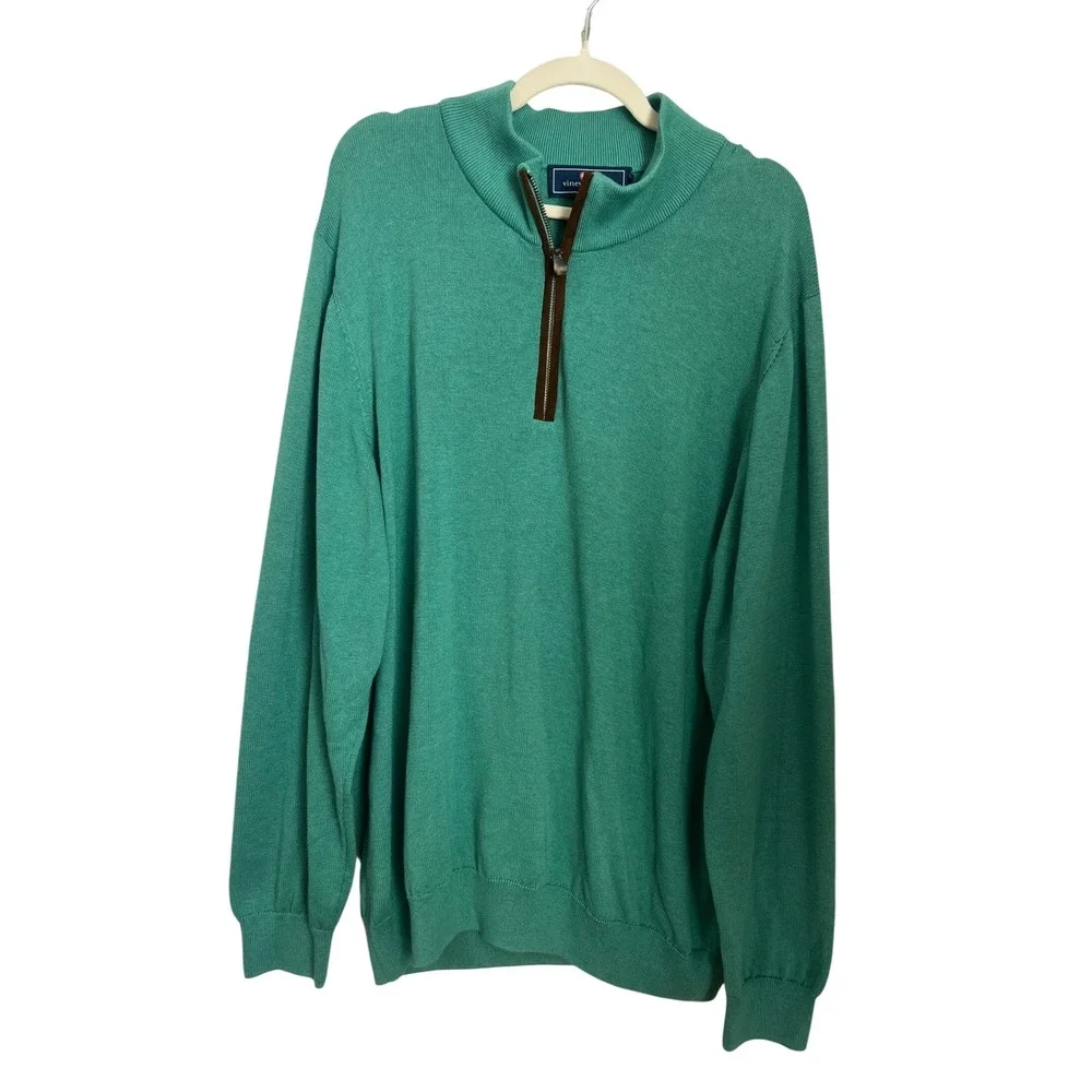 Vineyard Vines Pima Cotton Alpaca 1/4 Zip Mens Size XXL Elbow Patch Sweater